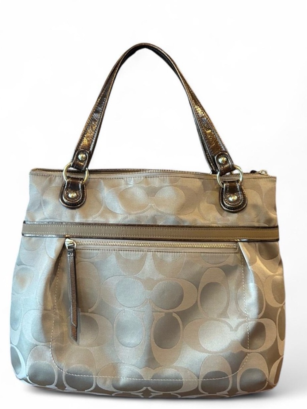 Coach Large Signature Tote with Gold Hardware
